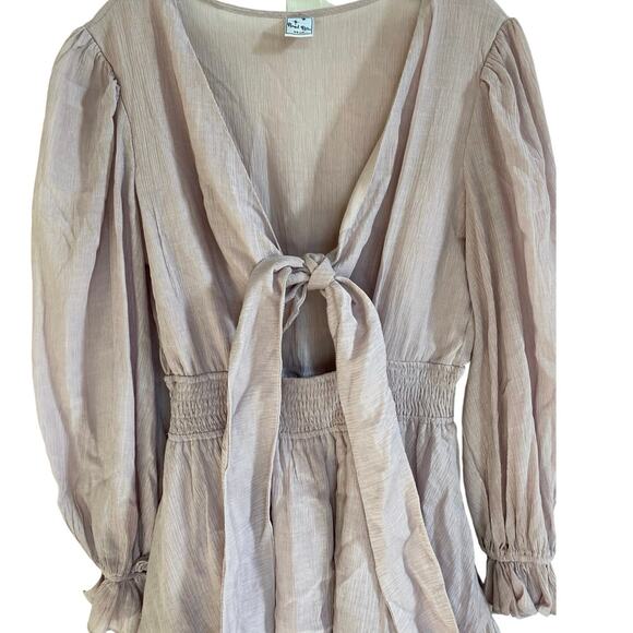 Angel Biba Anthea Bow-Tie Front Layered Frill Dress Blush - 5 - Excellent - Picture 9 of 15